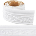 CRASPIRE 82x3 inch Molding Peel and Stick White 3D Flexible Foam Wall Trim Self by CRASPIRE