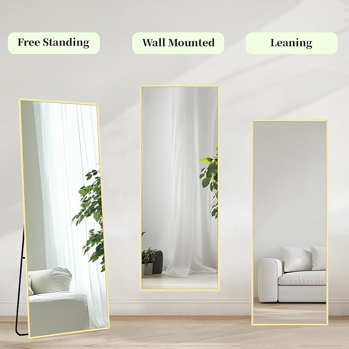 Sunniry Gold Floor Mirror 48x16 inch, Full Body Mirror - Image 6