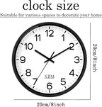 XFM Wall Clock 8 Inch Modern Small Wall Clocks Battery Operated Silent - Image 7