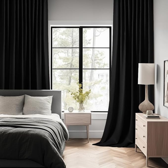 MIULEE Black Back Tab Blackout Curtains 78 Inch Length 2 Panels Set - Image 2