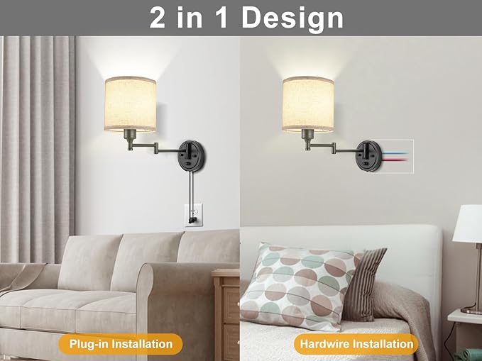 Plug in Wall Sconces with Remote Control, Dimming 10%-100% & Adjustable Colors - Image 7