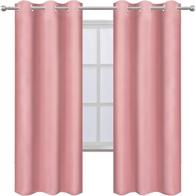 LEMOMO Pink Thermal Blackout Curtains/42 x 72 Inch/Set of 2 Panels Room - Image 2