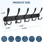 TICONN Wall Mounted Coat Rack, Five Heavy Duty Tri Hooks All Metal Construction - Image 2