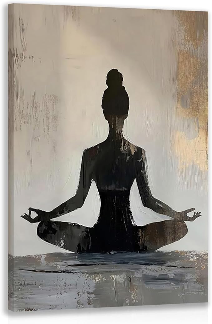 GELDSTEI Framed Zen Wall Art, Modern Yoga Girl Canvas Painting, Tranquil - Image 2
