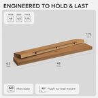 Homeforia 48 inch Golden Oak Floating Shelf, High End Solid Real Wood 48inch - Image 2