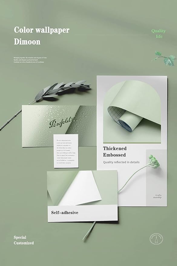 Dimoon 394''x17.7'' Green Peel and Stick Wallpaper Contact Paper Modern Self - Image 4