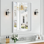 Syndra White Wood Frame Bathroom Mirror, Waterproof Slim Deep Frame, by Syndra