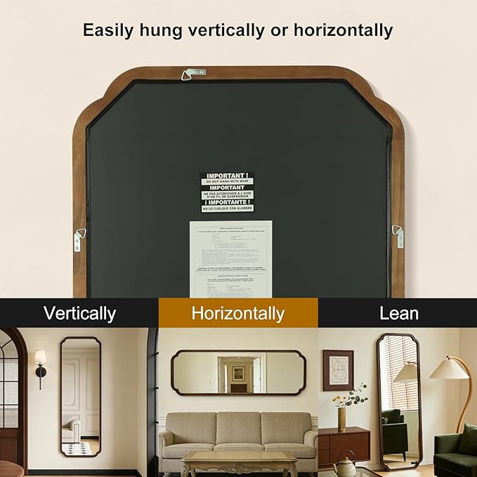 WallBeyond Full Length Mirror Wall Mounted 71"x24", Rustic Wooden Frame Floor - Image 5