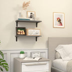 RICHER HOUSE Rustic Wood Bathroom Shelves Set of 2, Farmhouse Style Floating - Image 5