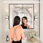 LOAAO 36"X36" Black Rectangle Bathroom Mirror Wall, Matte Black Aluminum Alloy - Image 2