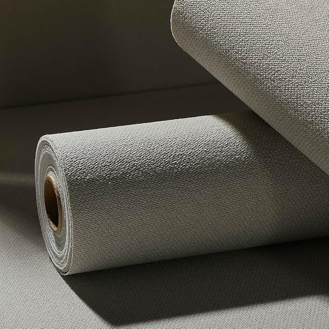 Beige Peel and Stick Wallpaper Slight Velvety Feeling Woven Fabric Grasscloth - Image 2