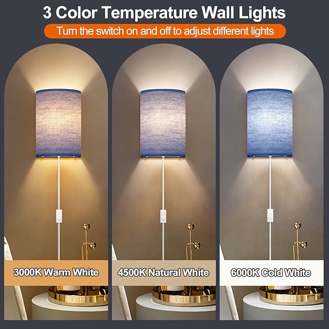 Plug in Wall Sconces Set of Two: Wall Lights - Image 5