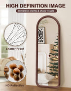 Delma Arched Full Length Mirror, Free Standing Floor Velvet Finish Frame Mirror - Image 4