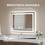 USHOWER LED Bathroom Mirror 40x32 Inch Tempered Glass - Image 3