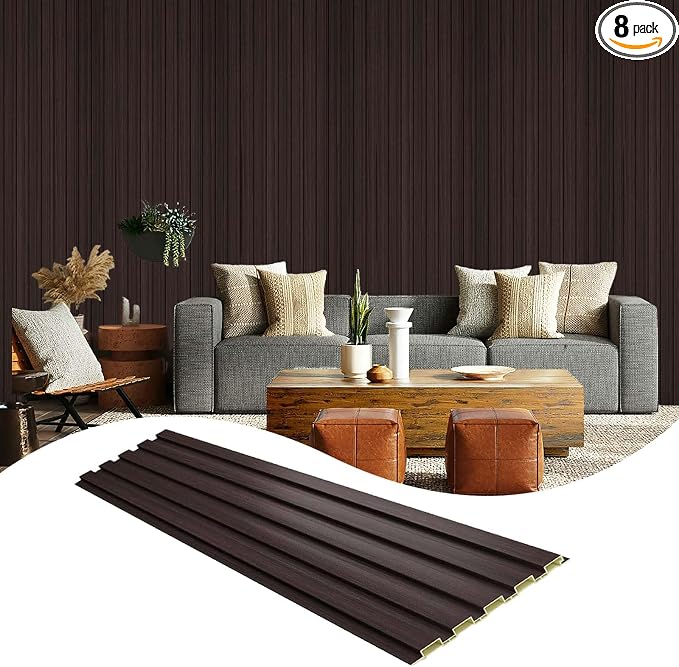 OUZUGIE WPC Acoustic Slat Wall Paneling, Living Room, TV Background, Study Room by OUZUGIE