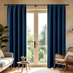 CUCRAF Navy Blue Blackout Curtains 108 inch Length 2 Panels Set, Rod Pocket - Image 8
