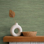 Tempaper Textured Green Horizontal Faux Grasscloth Removable Peel and Stick - Image 3