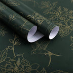 Froluya Dark Green and Gold Wallpaper Floral Peel and Stick Wallpaper by Froluya