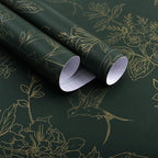 Froluya Dark Green and Gold Wallpaper Floral Peel and Stick Wallpaper by Froluya