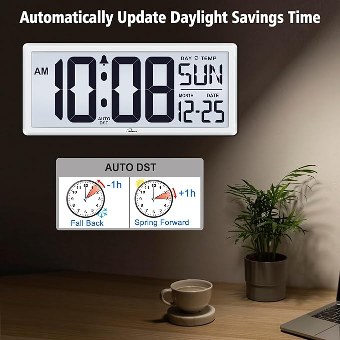 WallarGe Backlight Digital Wall Clock Battery Operated - - Image 5