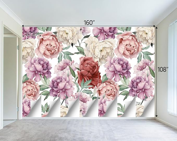 Pink Peony Flowers Mural Bedroom Peony Floral Wallpaper Room Decor Living Room - Image 4