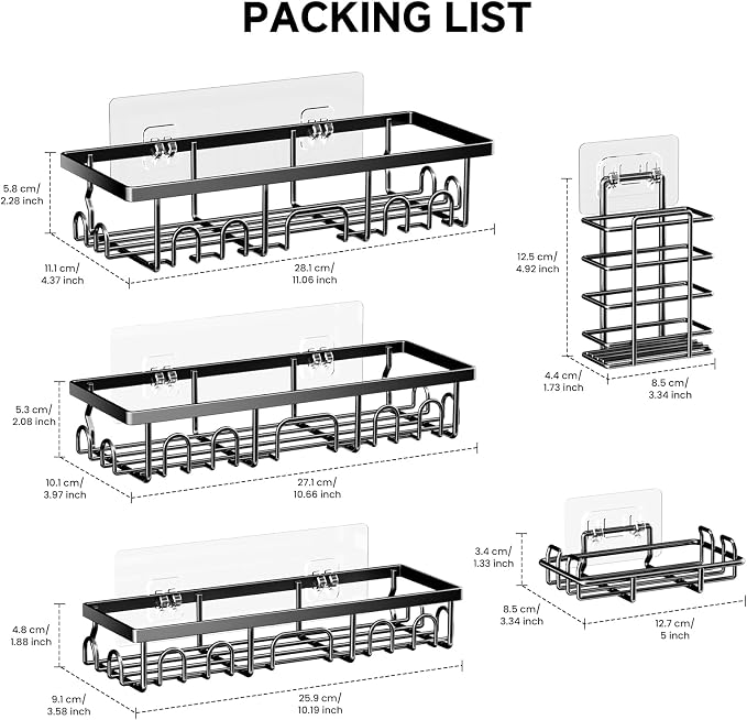 Shower Caddy, 5 Pack Shower Shelves - Image 2