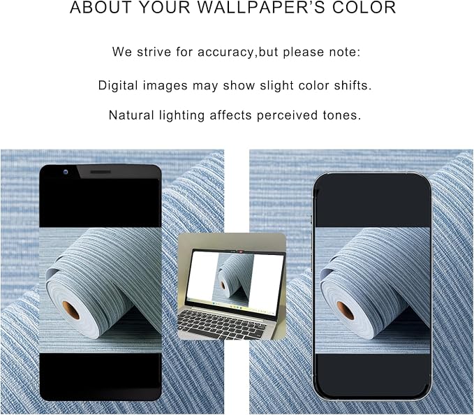 Grasscloth Textured Wallpaper Blue Peel and Stick 24inX393in Fabric Wall Paper - Image 4