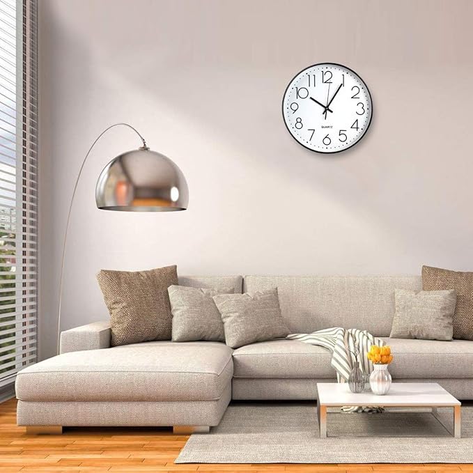 Tosnail 12 Inch Large Non Ticking Wall Clock, Round Silent Battery Operated - Image 3