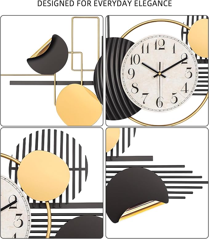 Large Wall Clock, Modern Silent Non-Ticking Metal Wall Art Wall Clocks Battery - Image 6