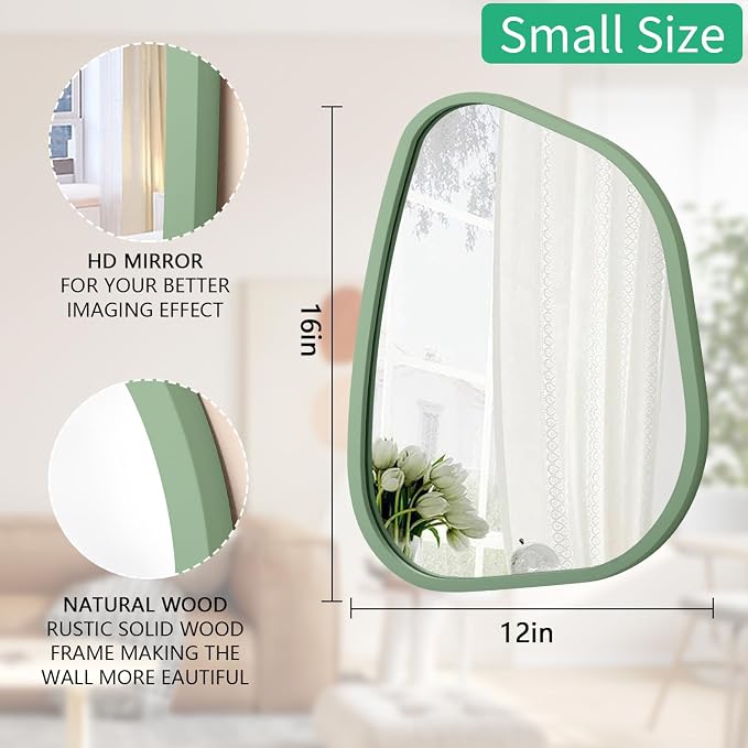 Asymmetrical Mirror for Wall Irregular Accent Wood Frame Modern Unique Wall - Image 7