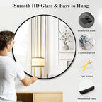Fabuday Black Round Mirror for Wall 26 inch - Image 6