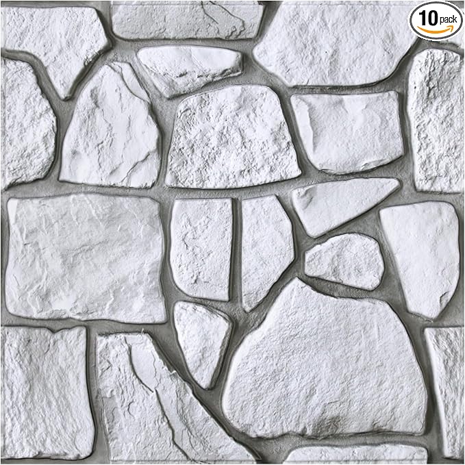 COMSTICKC 3D Faux Gray Stone Wall Sticker Peel and Stick Wall Panels, by COMSTICKCDECOR