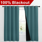 NICETOWN 100% Blackout Curtain Panels, Thermal Insulated Black Liner Curtains - Image 2