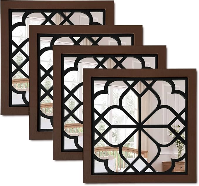 ZEXUIRU 4 Set. Rustic Wall Mirrors by ZEXUIRU