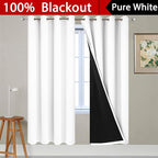 Yakamok Pure White Total Blackout Curtains, Heavy Duty Lined Blackout Drapes 72 - Image 2