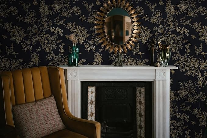 Froluya Black and Gold Wallpaper Peel and Stick Wallpaper 17.7"x118.1" Vintage - Image 7