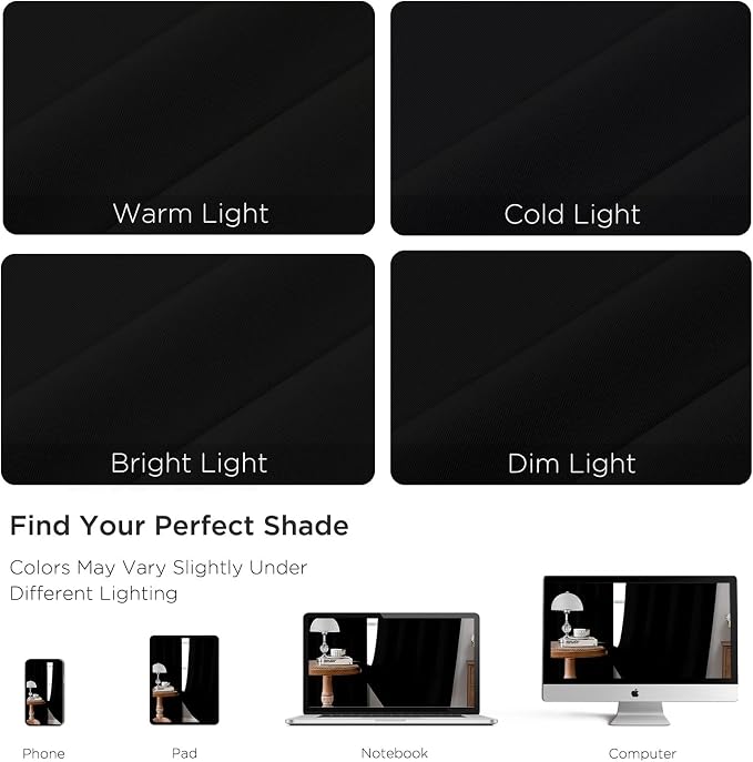 CUCRAF Black Blackout Curtains 54 inch Length 2 Panels Set, Rod Pocket Room - Image 4