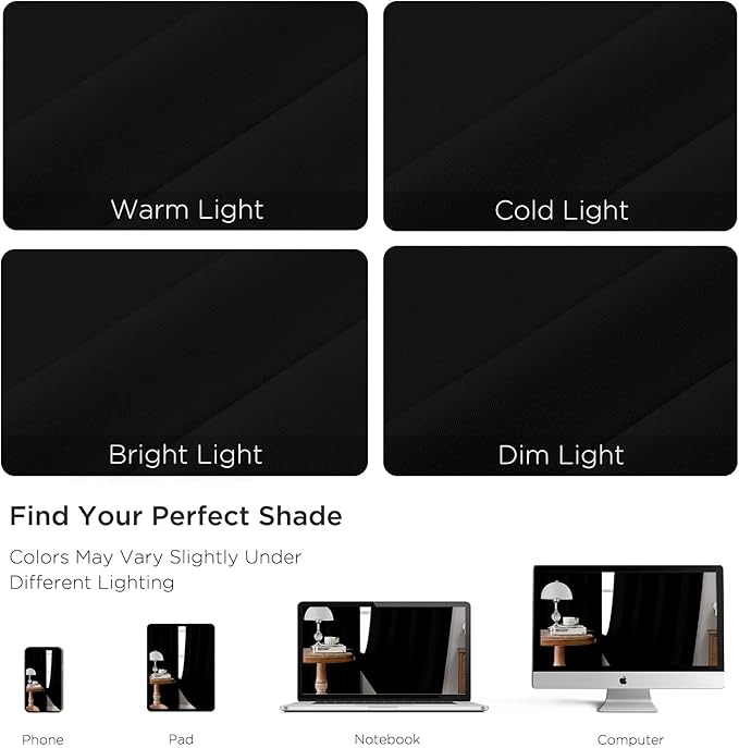 CUCRAF Black Blackout Curtains 96 inch Length 2 Panels Set, Rod Pocket Room - Image 4