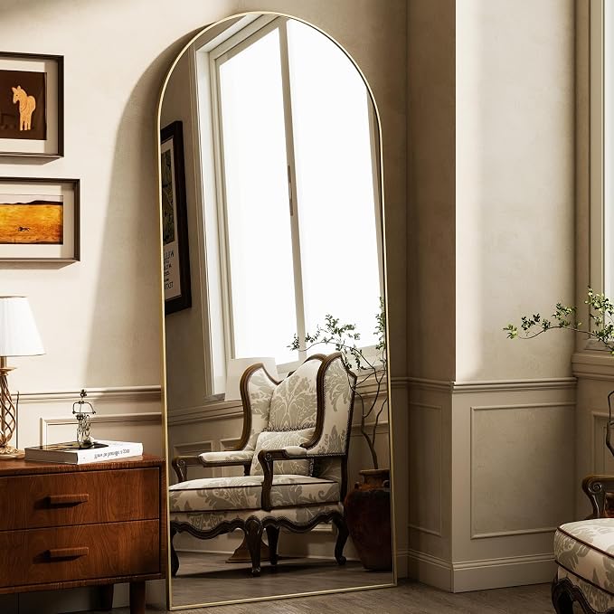 HARRITPURE 64"x21" Arched Full Length Mirror Free Standing Leaning Hanging - Image 2