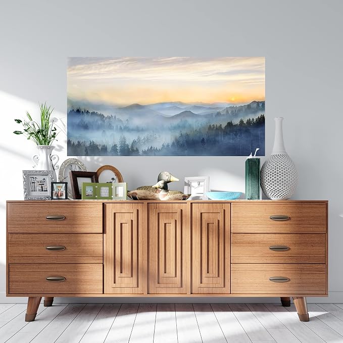 Wall Decor for Living Room Sunrise Misty Forest Print Picture Paintings Wall - Image 9