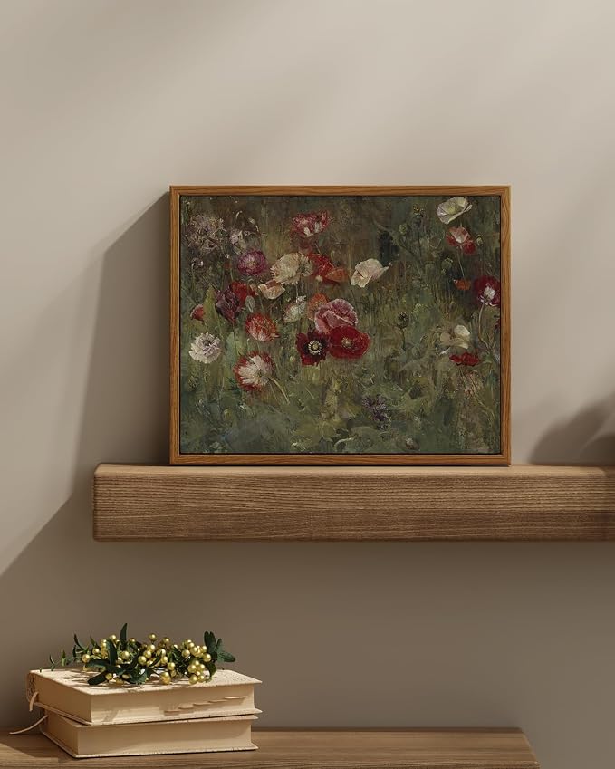 InSimSea Framed Canvas Wall Art Vintage Decor, Classical Flower Paintings - Image 2