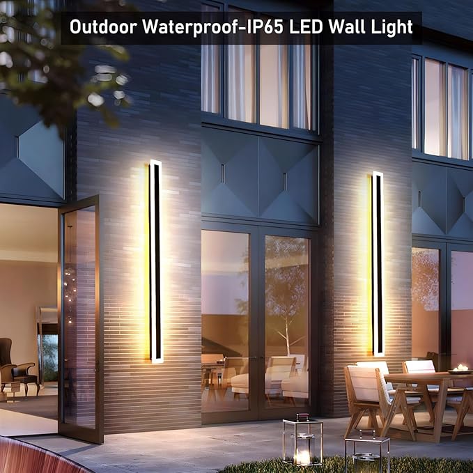 59inch-2Pack Long Outdoor Modern LED Wall Light, 45W Waterproof IP65 Warm White - Image 2