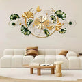 Large Wall Clock for Living Room, 3D 47 Inch Metal Ginkgo Leaf Wall Decor by zyiesrsq