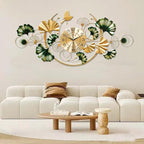 Large Wall Clock for Living Room, 3D 47 Inch Metal Ginkgo Leaf Wall Decor by zyiesrsq