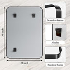 30x36 Inch Black Metal Framed Bathroom Mirror - Image 4