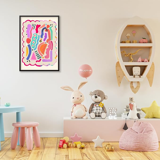 Funky Cute Kids Abstract Wall Art Trendy Bright Colorful Poster 24x36 inch - Image 5