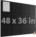 MaxGear Large Cork Board for Wall 48" x 36" Black Bulletin Board, 12 Pack Felt by MaxGear