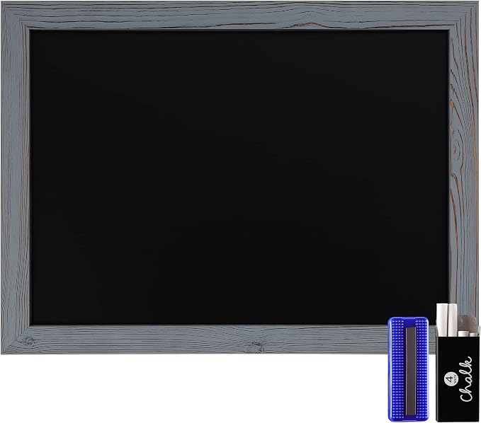 Rustic Grey Magnetic Wall Chalkboard, Large Size 18" x 24", Framed Chalkboard by HBCYCreations