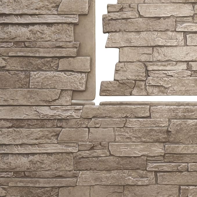 EverStone Acadia Ledge Faux Stone Panel, Soft Ash Color - Image 9