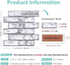 Commomy 10 Pcs 3D Faux Brick Wall Panels -11.8"X11.8" Small Size PVC Grey - Image 5